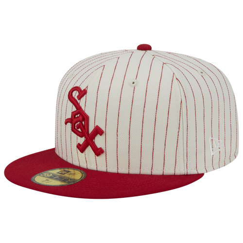 

New Era Mens Chicago White Sox New Era White Sox Retro Script Cap - Mens White/Red Size 7