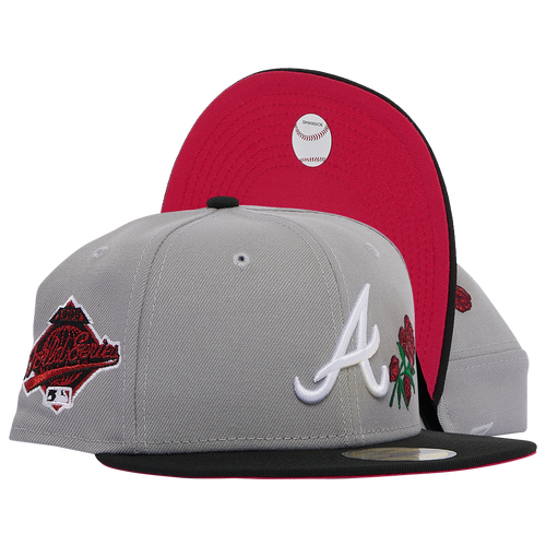 

New Era Mens Atlanta Braves New Era Braves 2T Roses Side Patch Fitted Cap - Mens Gray/Gray Size 7