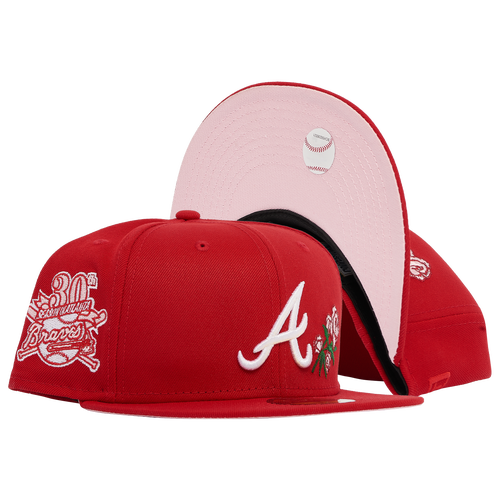 

New Era Mens Atlanta Braves New Era Braves 2T Roses Side Patch Fitted Cap - Mens Red/Red Size 7