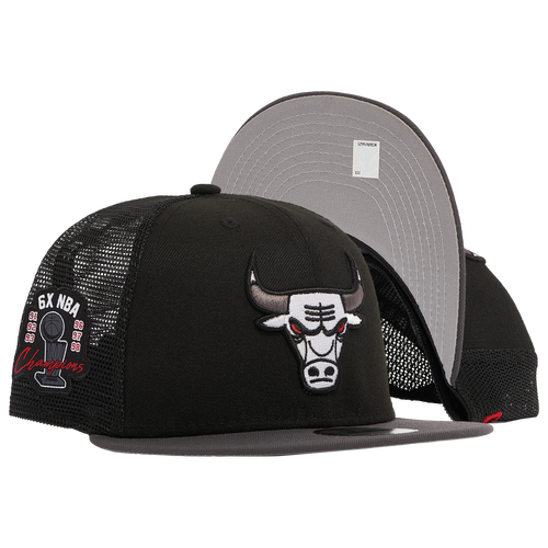 

New Era Mens Chicago Bulls New Era Bulls Retro Hook 13 Flint Trucker Cap - Mens Black/Gray Size One Size