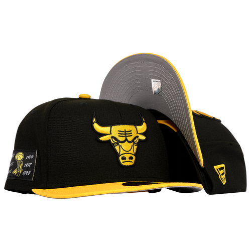 Shop New Era Mens Chicago Bulls  Bulls Retro Hook 4 Thunder Snapback Hat In Black/yellow