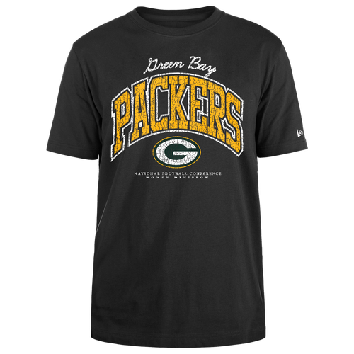 

New Era Mens New Era Packers Crackle T-Shirt - Mens Black/Black Size L