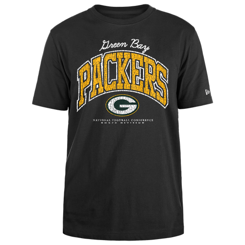 

New Era Mens New Era Packers Crackle T-Shirt - Mens Black/Black Size M