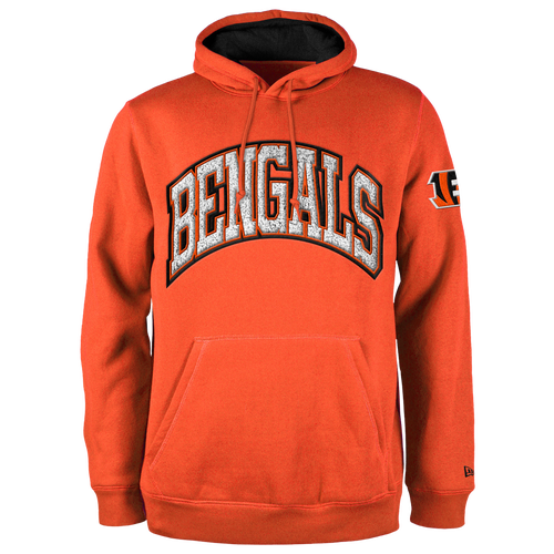 Mens New Era Bengals Chenille Hoodie Orange/Orange