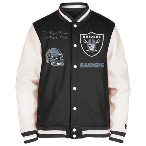 

New Era Mens New Era Raiders Chenille Varsity Jacket - Mens Black/Black Size S