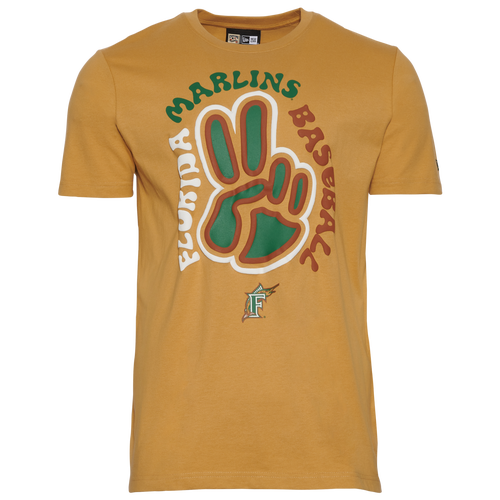 

New Era Mens New Era Marlins Camp T-Shirt - Mens Brown/Brown Size S