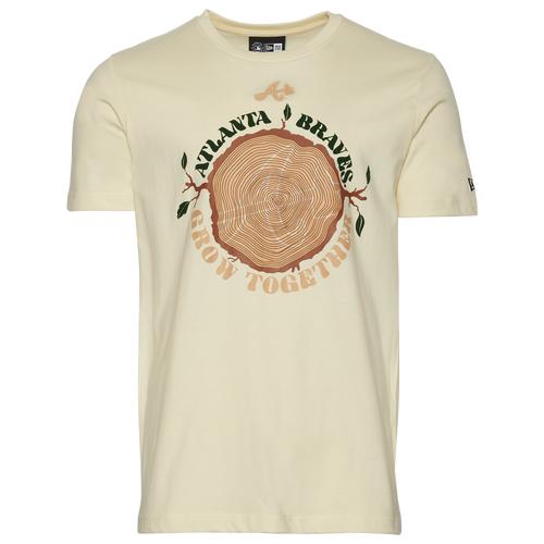 

New Era Mens Atlanta Braves New Era Braves Camp T-Shirt - Mens Chalk White/Brown Size L