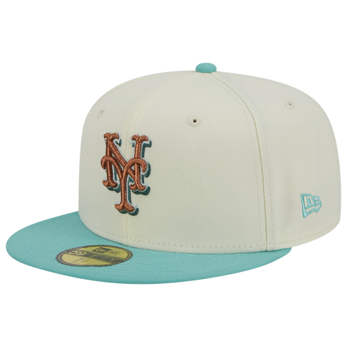 

New Era Mens New York Mets New Era Mets Two Tone City Icon Fitted Cap - Mens White/Teal Size 7