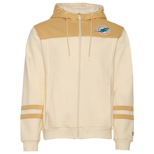 

New Era Mens Miami Dolphins New Era Dolphins Tag Full-Zip Hoodie - Mens Wheat Size M