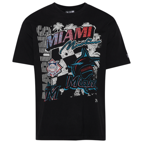 

New Era Mens New Era Marlins Fitted Short Sleeve T-Shirt - Mens Black/Black Size L