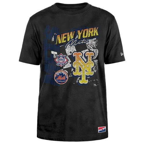 

New Era Mens New Era Mets Fitted Short Sleeve T-Shirt - Mens Black/Black Size XL