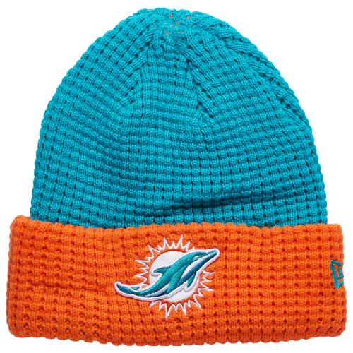 New Era Miami Dolphins  Dolphins Waffled Knit Hat In Teal/orange