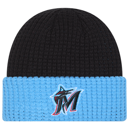 

New Era Miami Marlins New Era Marlins Waffled Knit Hat - Adult Black/Blue Size One Size