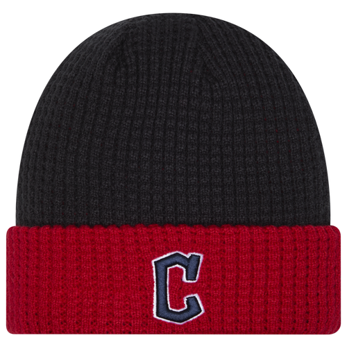 New Era Cleveland Guardians  Guardians Waffled Knit Hat In White/red/black