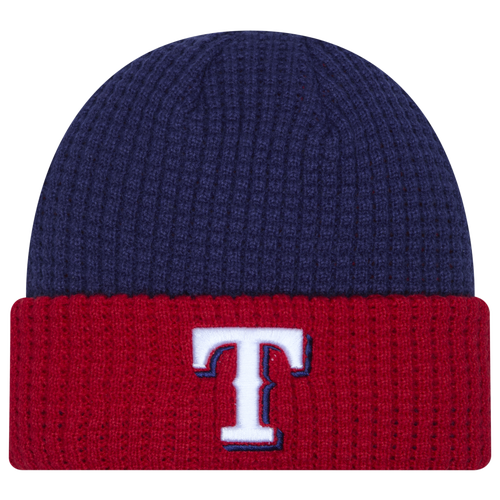 

New Era Texas Rangers New Era Rangers Waffled Knit Hat - Adult White/Navy/Red Size One Size