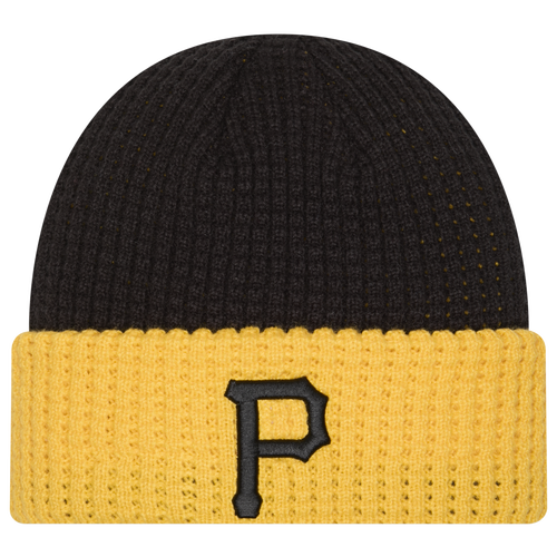 

New Era Pittsburgh Pirates New Era Pirates Waffled Knit Hat - Adult Black/White Size One Size