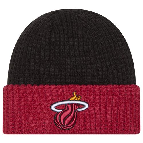 New Era Miami Heat  Heat Waffled Knit Hat In Red/black