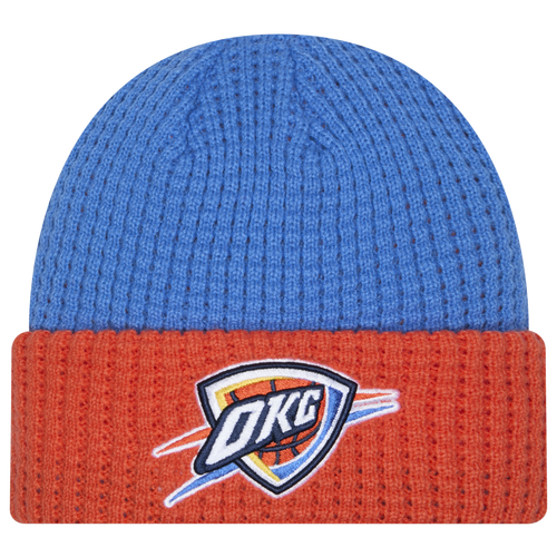 Shop New Era Oklahoma City Thunder  Thunder Waffled Knit Hat In Navy/orange