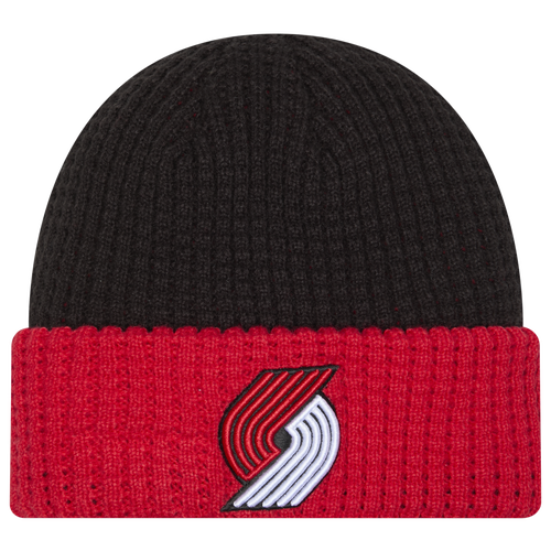 New Era Portland Trail Blazers  Trailblazers Waffled Knit Hat In Black/red
