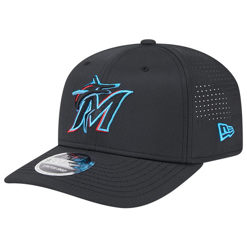 New Era Miami Marlins  Marlins Perf 970 Adjustable Cap In Black