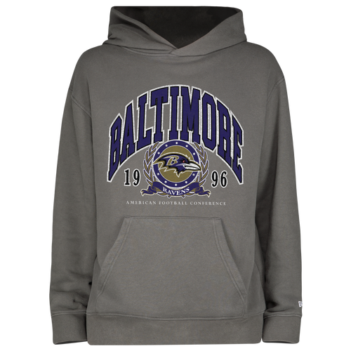 Shop New Era Mens  Ravens Fitted Pullover Hoodie In Grey/grey