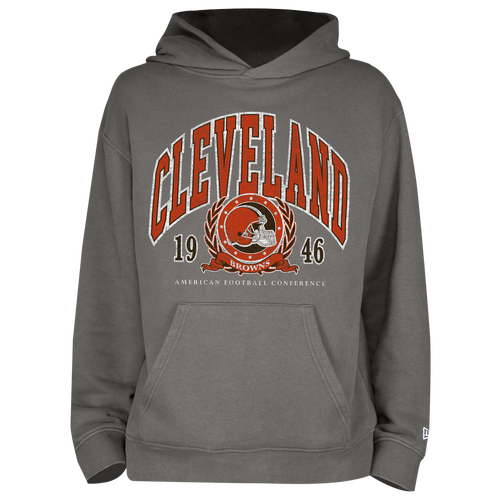 

New Era Mens New Era Browns Fitted Pullover Hoodie - Mens Grey/Grey Size M