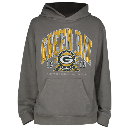 

New Era Mens New Era Packers Fitted Pullover Hoodie - Mens Grey/Grey Size S