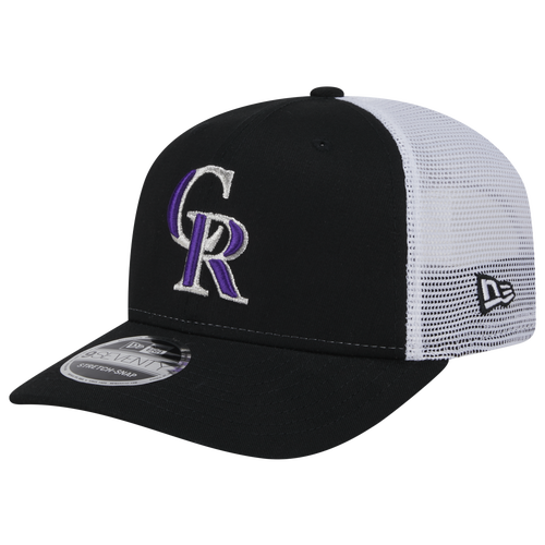 

New Era Mens Colorado Rockies New Era Colorado Rockies CTN Trucker Cap - Mens Black/White Size One Size