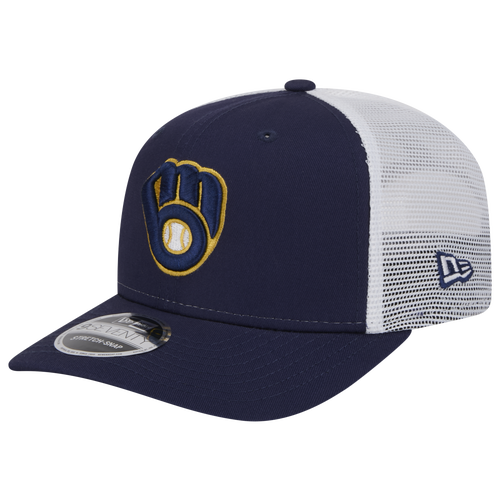 

New Era Mens Milwaukee Brewers New Era Milwaukee Brewers CTN Trucker Cap - Mens White/Blue Size One Size