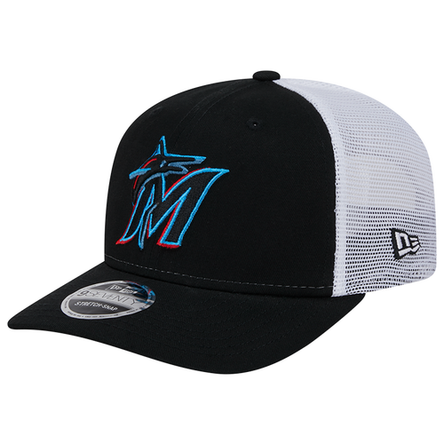 

New Era Mens Miami Marlins New Era Miami Marlins CTN Trucker Cap - Mens Black/White Size One Size