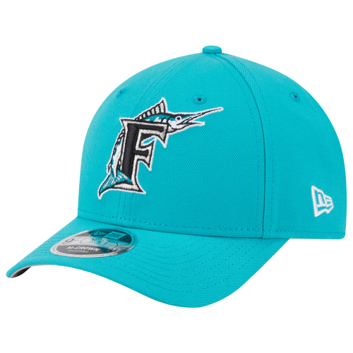 New Era Mens Miami Marlins Marlins Cooperstown Player Replica 9FORTY Cap - - Teal / Black