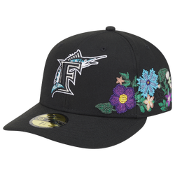 Men's - New Era Marlins Tonal Florals Cap - Black/Black