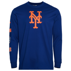 Men's - New Era New York Mets Custom L/S T-Shirt - Blue/Multi