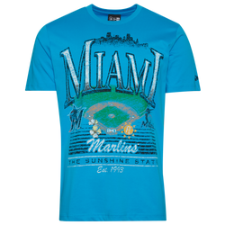 Men's - New Era Miami Marlins Custom S/S T-Shirt - Blue/Multi