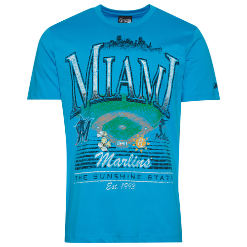 MENS - New Era Miami Marlins Custom S/S T-Shirt - Blue/Multi