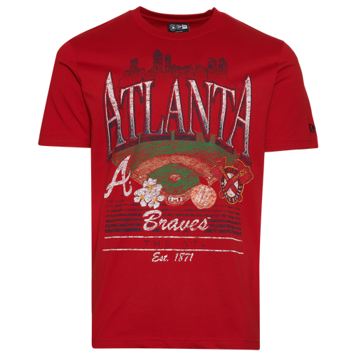 MENS - New Era Atlanta Braves Custom S/S T-Shirt - Red/Multi