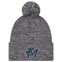 Adult - New Era Marlins Marl Pom Knit - Black