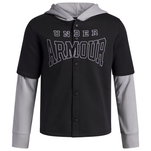  - Under Armour Icon Fleece Button-Down Hoodie - Black/Mod Gray