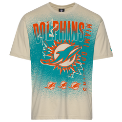 Men's - New Era Dolphins 3063 OVS T-Shirt - Cream/Multi