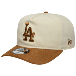 Men's - New Era Dodgers 9FIFTY A Frame Suede Visor Cap - White/Tan