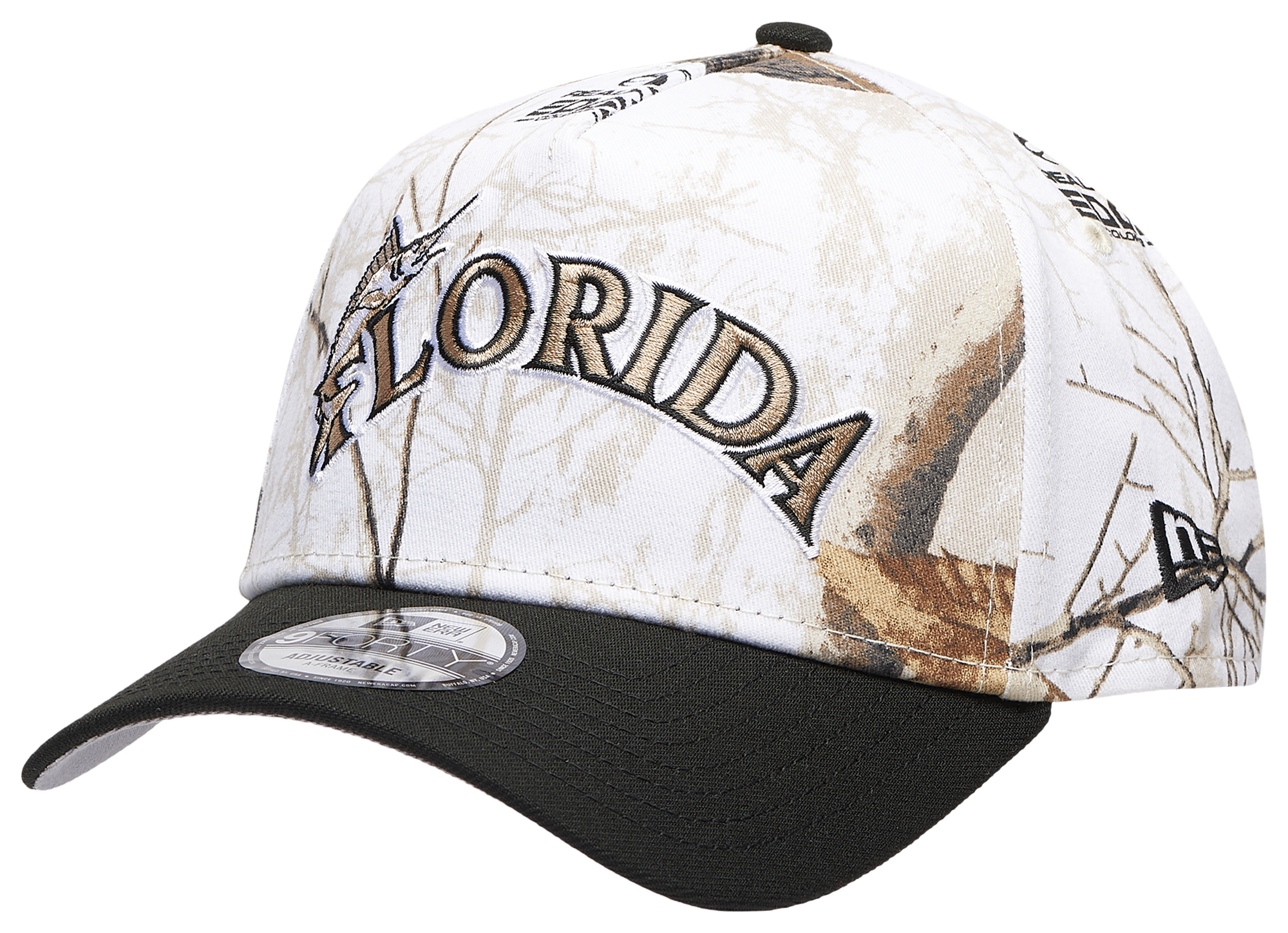 New Era Marlins 9FORTY A-Frame Snow Realtree Cap - Adult