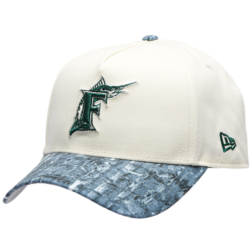 New Era Womens Miami Marlins Marlins 9FORTY A-Frame Tonal RT Cap - Adult - Olive Realtree / Chrome