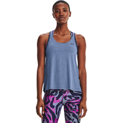 Women's - Under Armour Knockout Mesh Back Tank - Mineral Blue/Light Heather/Navy