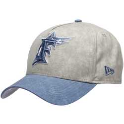 Adult - New Era Marlins 9FORTY A-Frame Washed Cap - Grey/Navy