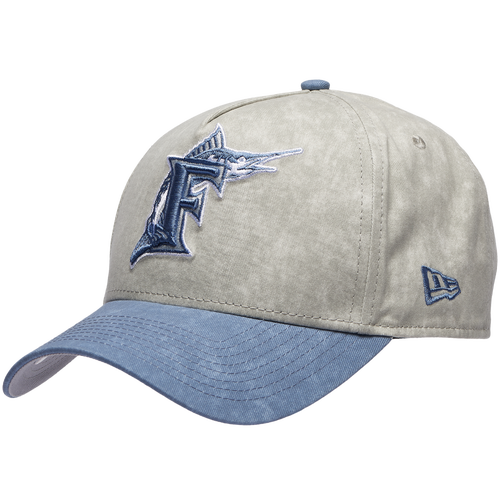New Era Womens Miami Marlins Marlins 9FORTY A-Frame Washed Cap - Adult - Grey / Navy