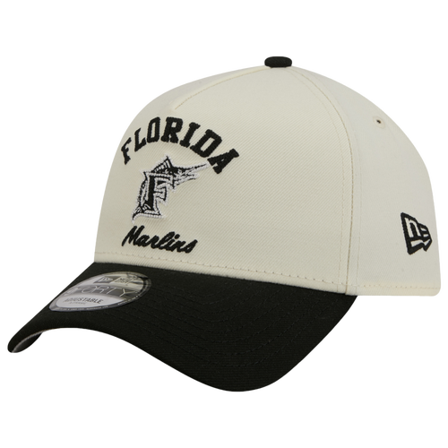 New Era Womens Miami Marlins Marlins 9FORTY A-Frame UPSD Arch Cap - Adult - White / Black