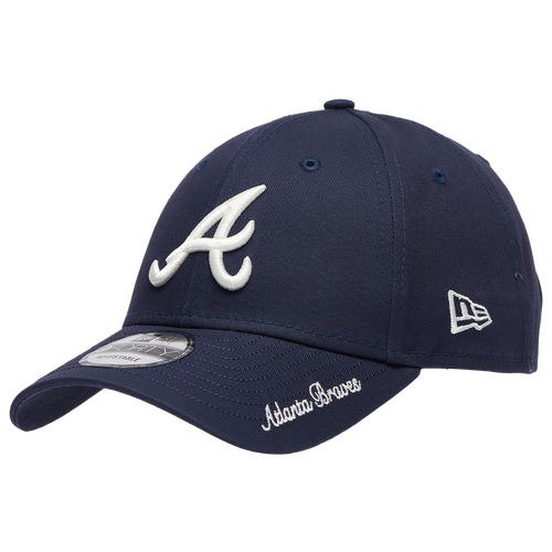  - New Era Braves Visor Script 9FORTY Cap - Navy/White