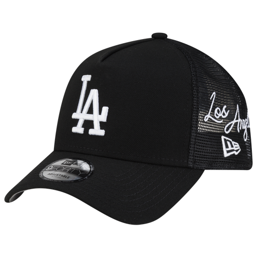 New Era Womens Los Angeles Dodgers Dodgers 940AF Script Trucker Cap - Adult - Black