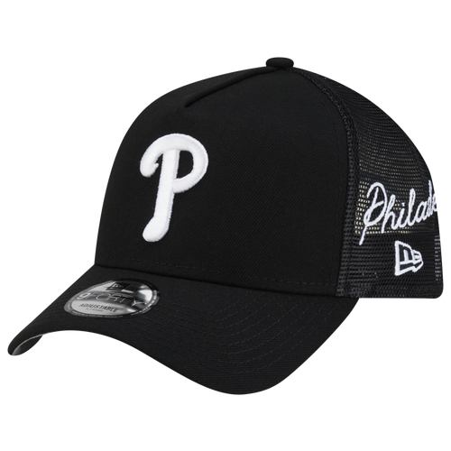 New Era Womens Phillies 940af Script Trucker Cap In Black