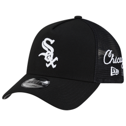 Adult - New Era White Sox 940AF Script Trucker Cap - Black